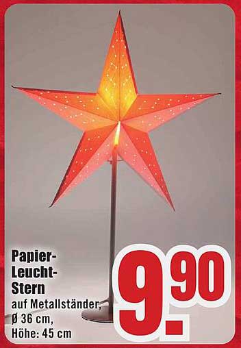 Papier-Leucht-Stern auf Metallständer, Ø 36 cm, Höhe: 45 cm