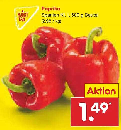 Paprika Spanien Kl. I, 500 g Beutel (2,98 / kg)