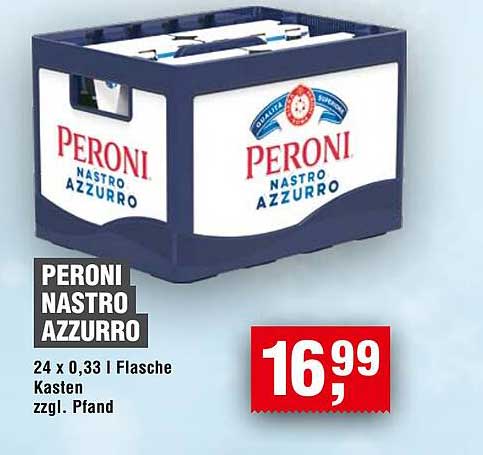 PERONI NASTRO AZZURRO 24 x 0,33 l Flasche Kasten