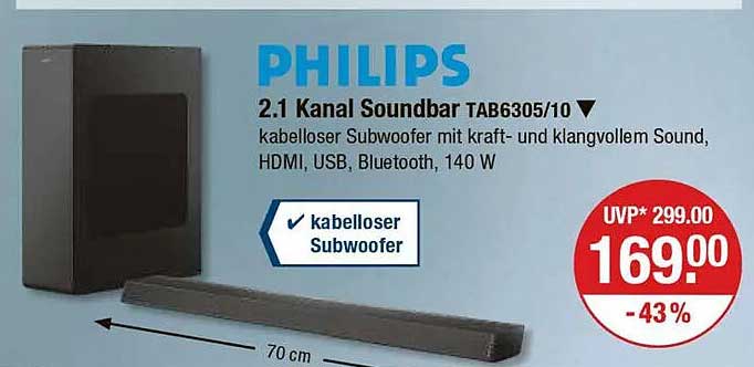 PHILIPS 2.1 Kanal Soundbar TAB6305/10