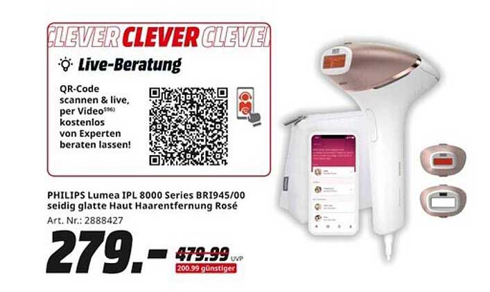 PHILIPS Lumea IPL 8000 Series BR1945/00 seidig glatte Haut Haarentfernung Rosé