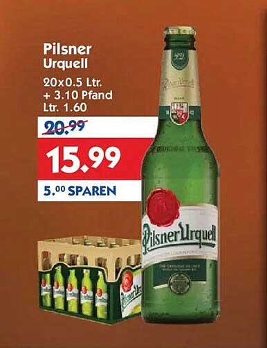 Pilsner Urquell 20x0.5 Ltr. + 3.10 Pfand
