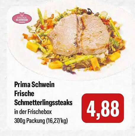 Prima Schwein Frische Schmetterlingssteaks in der Frischebox