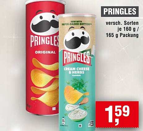 PRINGLES – verschiedenen Sorten je 160 g / 165 g Packung