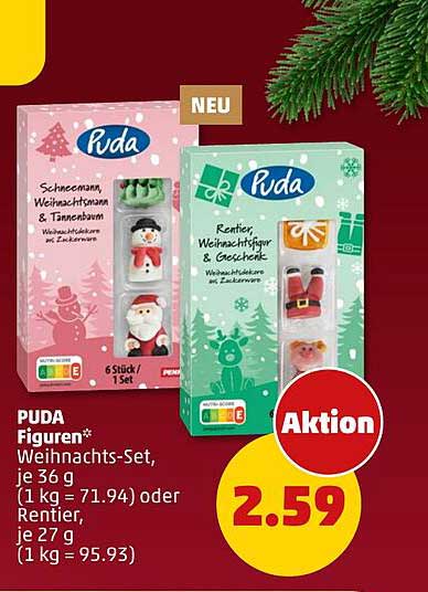 PUDA Figuren Weihnachts-Set, je 36 g oder Rentier, je 27 g - Aktion