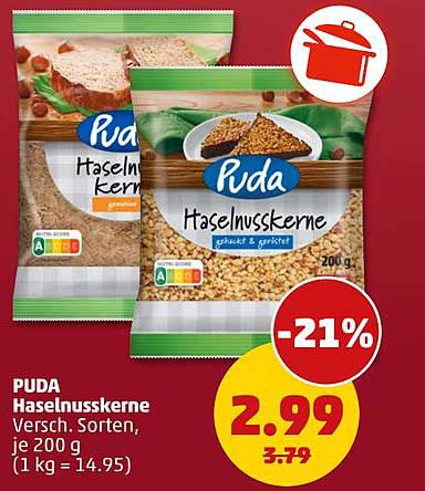 PUDA Haselnusskerne 200g - Verschiedene Sorten