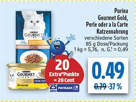 Purina Gourmet Gold, Perle oder a la Carte Katzennahrnung 85 g Dose