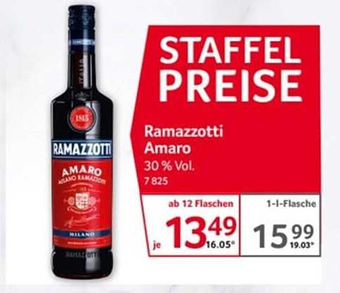 Ramazzotti Amaro 30 % Vol - 1-Liter-Flasche