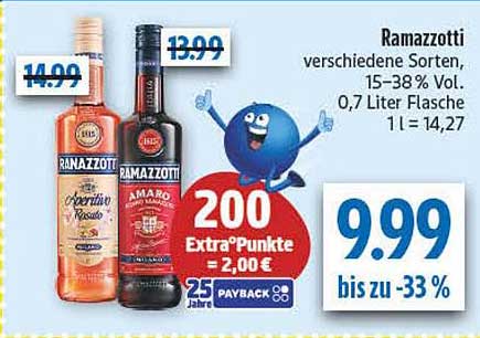 Ramazzotti verschiedene Sorten, 0,7 Liter Flasche