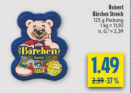 Reinert Bärchen Streich 125 g Packung