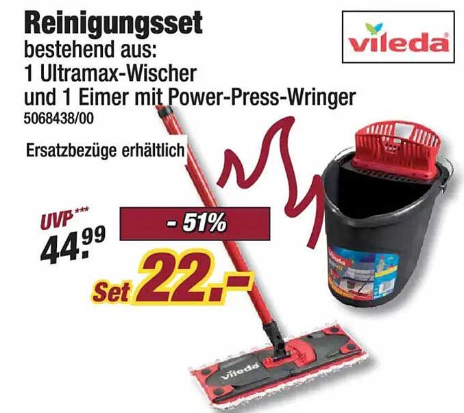 Reinigungsset bestehend aus 1 Ultramax-Wischer und 1 Eimer mit Power-Press-Wringer