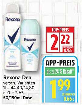 Rexona Deo - verschiedene Varianten