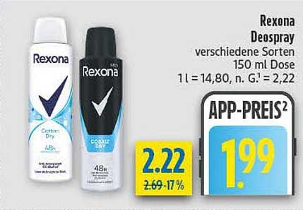 Rexona Deospray verschiedene Sorten 150 ml Dose