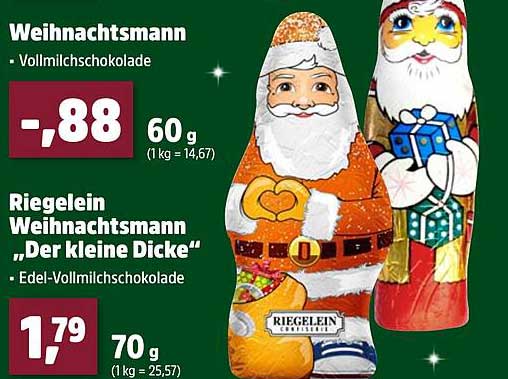 Riegelein Weihnachtsmann "Der kleine Dicke" - Edle Vollmilchschokolade
