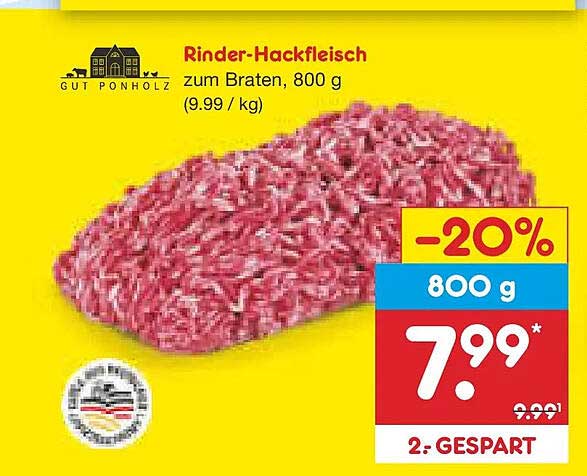 Rinder-Hackfleisch zum Braten, 800 g