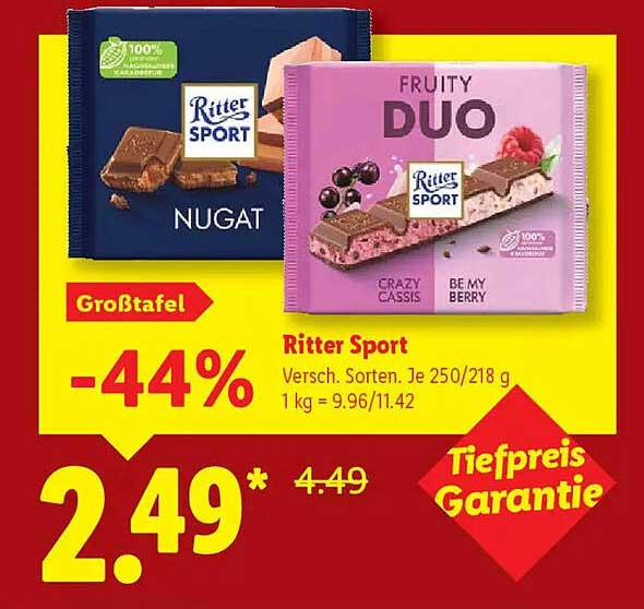 Ritter Sport Schokolade – Großtafel in verschiedenen Sorten