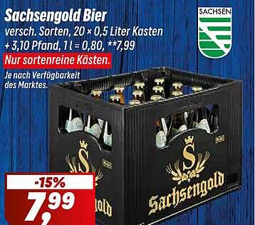 Sachensgold Bier, 20 x 0,5 Liter Kasten für nur 5,49 €