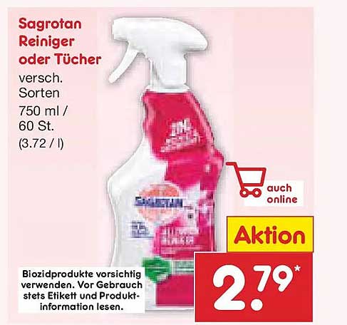 Sagrotan Reiniger oder Tücher 750 ml