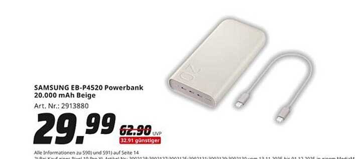 SAMSUNG EB-P4520 Powerbank 20.000 mAh Beige