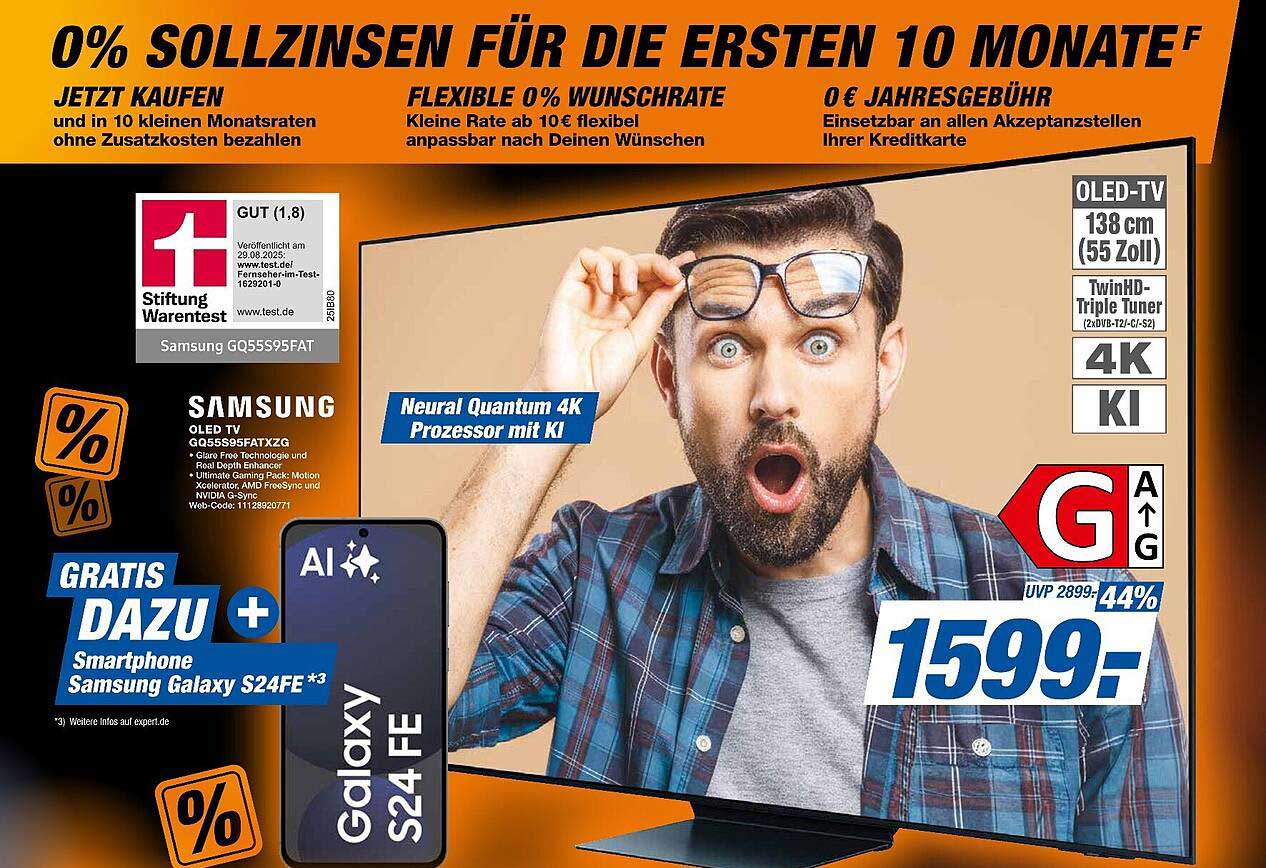 Samsung OLED TV 138 cm (55 Zoll) mit Smartphone Samsung Galaxy S24 FE