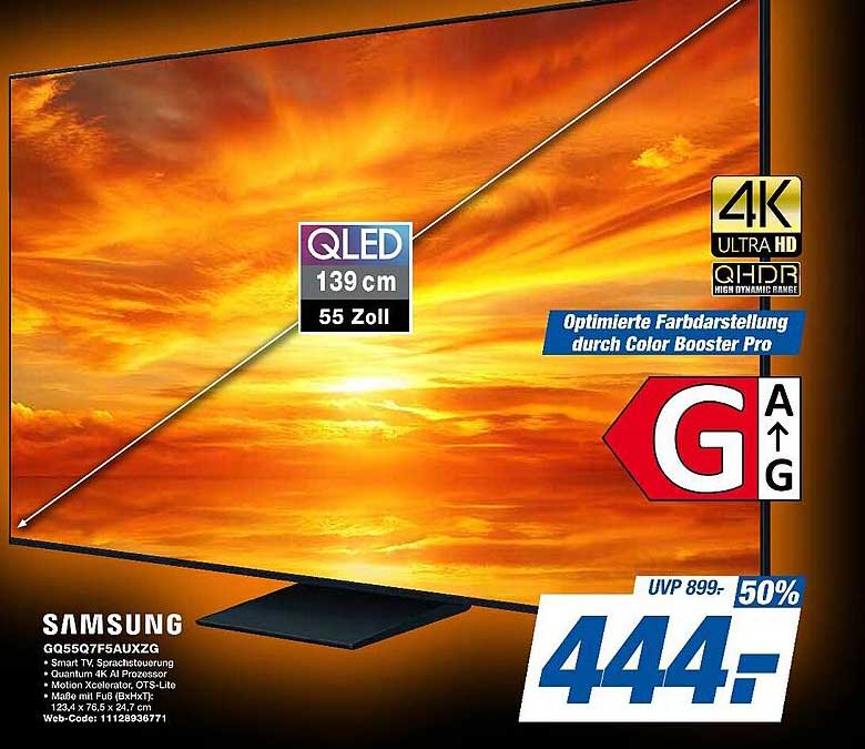 Samsung QLED TV 139 cm (55 Zoll) - 4K UHD für nur 444,-