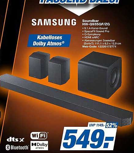 Samsung Soundbar HW-Q935GF/ZG - Kabelloses Dolby Atmos®