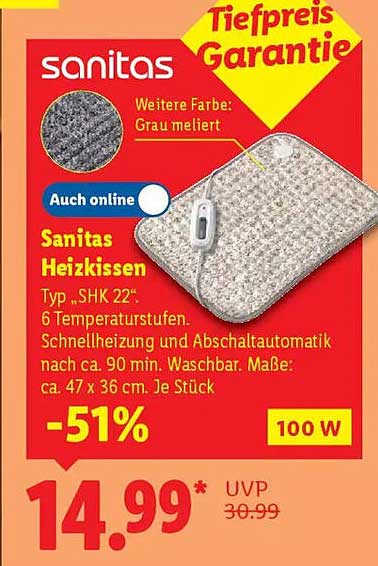 Sanitas Heizkissen Typ „SHK 22“