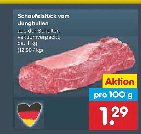 Schaufelstück vom Jungbullen aus der Schulter, vakuumverpackt, ca. 1 kg
