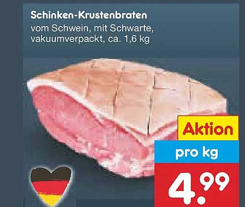 Schinken-Krustenbraten vom Schwein, mit Schwarte, vakuumverpackt, ca. 1,6 kg