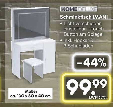 Schminktisch IMANI inkl. Hocker und 3 Schubladen - -44% auf die UVP!
