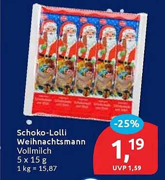 Schoko-Lolli Weihnachtsmann Vollmilch 5 x 15 g