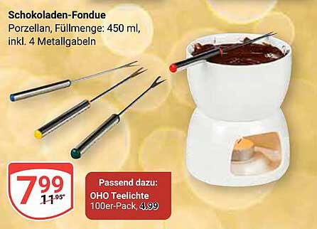 Schokoladen-Fondue - Porzellan, 450 ml, inkl. 4 Metallgabeln