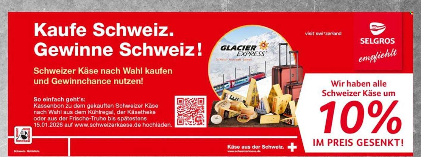 Schweizer Käse nach Wahl - 10% Preisnachlass