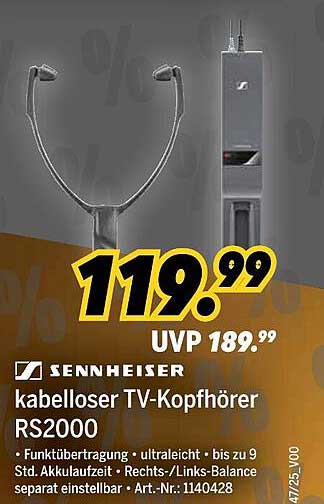 Sennheiser kabelloser TV-Kopfhörer RS2000