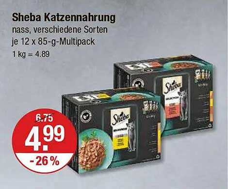 Sheba Katzennahrung, nass, verschiedene Sorten, je 12 x 85-g-Multipack