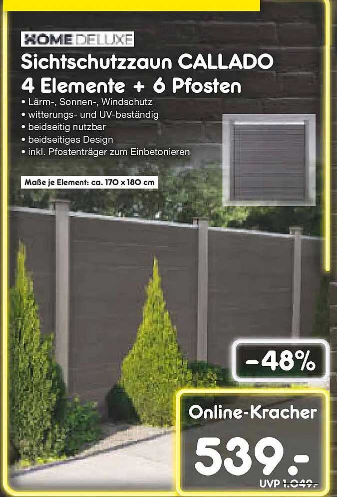 Sichtschutzzaun CALLADO 4 Elemente + 6 Pfosten