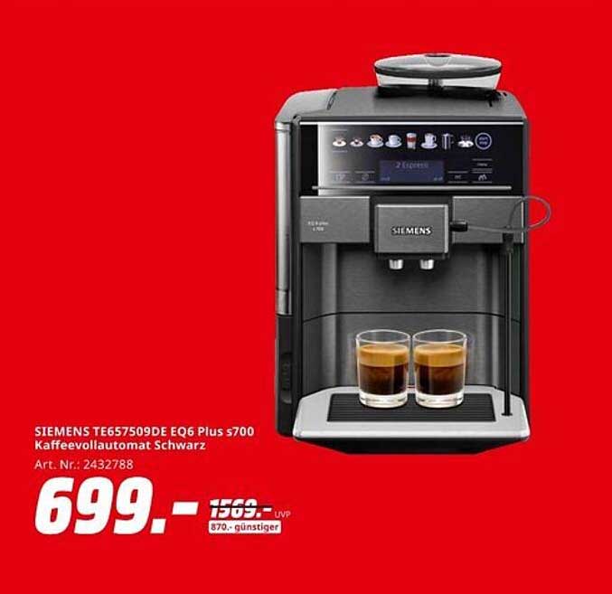 SIEMENS TE657509DE EQ6 Plus s700 Kaffeevollautomat Schwarz