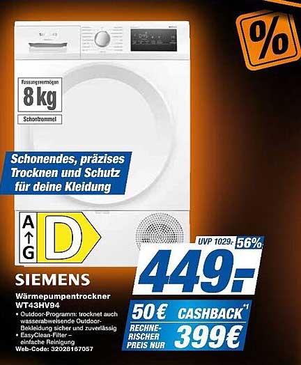 Siemens Wärmepumpentrockner WT43HV94