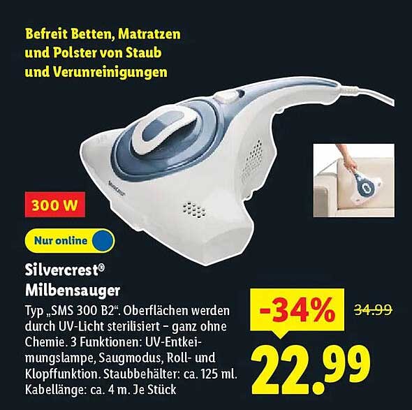 Silvercrest® Milbensauger Typ SMS 300 B2