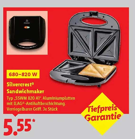 Silvercrest® Sandwichmaker Typ "SSWM 820 A1"