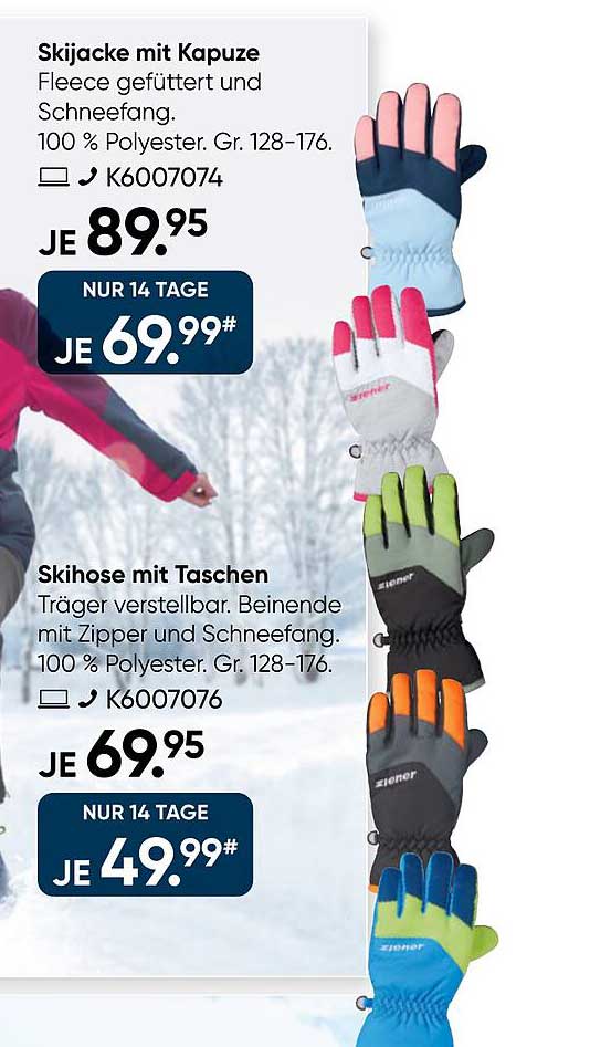 Skijacke mit Kapuze - Fleece gefüttert und Schneefang