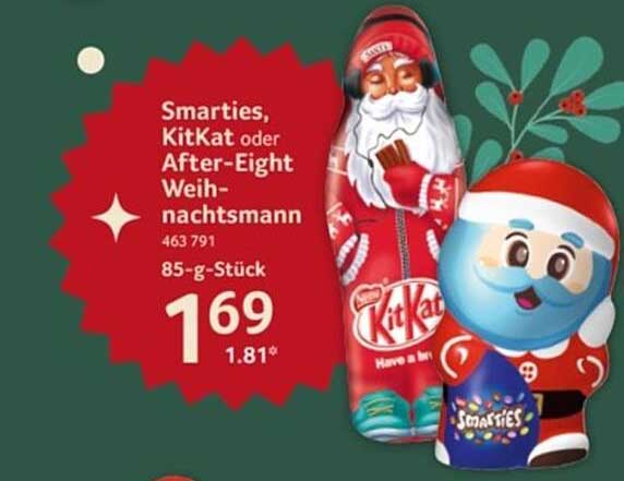 Smarties, KitKat oder After-Eight Weihnachtsmann 85-g-Stück