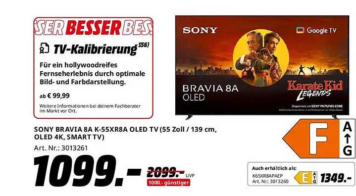 SONY BRAVIA 8A K-55XR8A OLED TV (55 Zoll / 139 cm, OLED 4K, SMART TV)