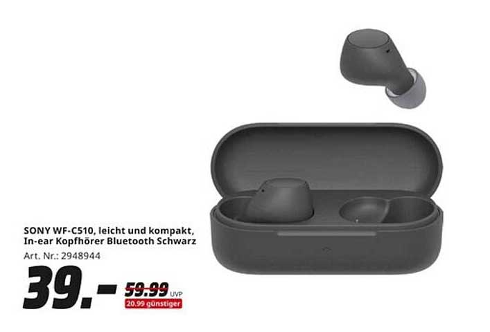 SONY WF-C510, leicht und kompakt, In-ear Kopfhörer Bluetooth Schwarz