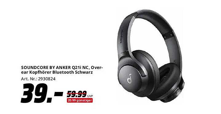 SOUNDCODE BY ANKER Q21i NC, Over-ear Kopfhörer Bluetooth Schwarz