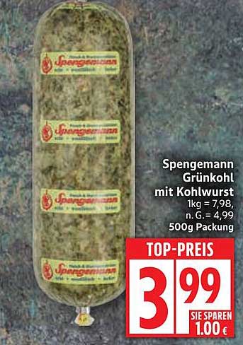 Spengemann Grünkohl mit Kohlwurst 500g