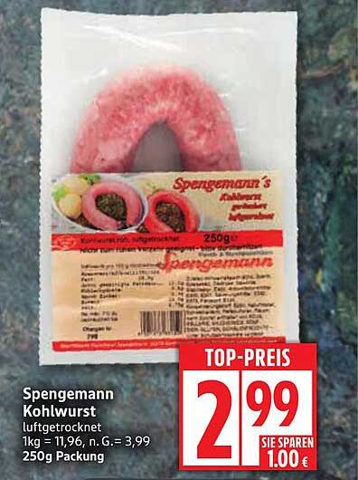 Spengemann Kohlwurst 250g Packung