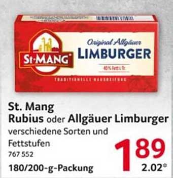 St. Mang Rubius oder Allgäuer Limburger 180/200-g-Packung