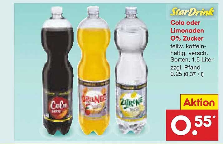 StarDrink Cola oder Limonade 0% Zucker – Aktionsangebot
