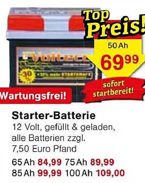 Starter-Batterie 12 Volt - Wartungsfrei für Ihr Fahrzeug